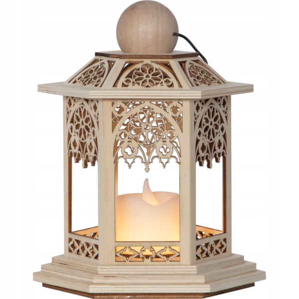 

Lampion Latarnia Dekoracja Led Timer Drewno 20 CM