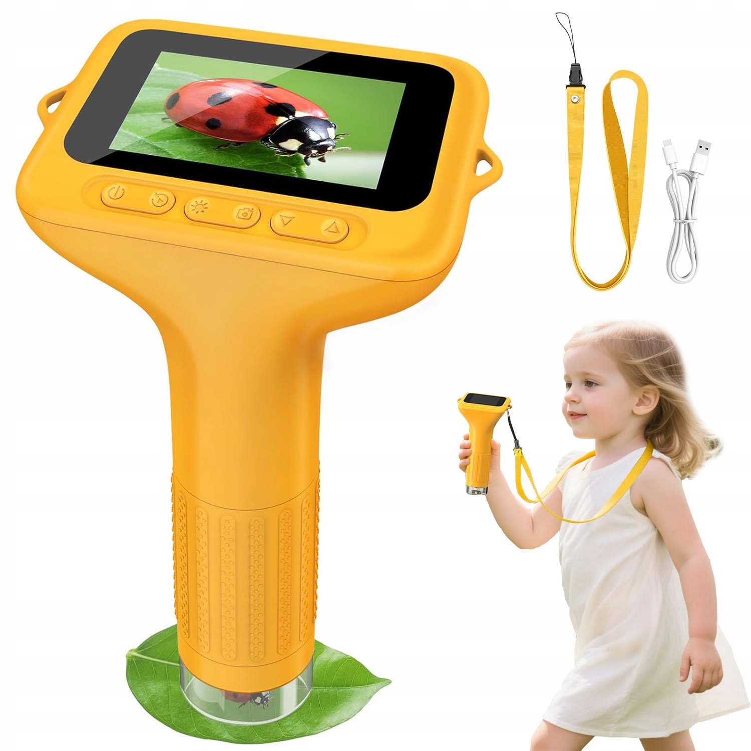 Digitální Mikroskop Pro Děti, Ruční Miniskop, 1000 X 4-OBRAZOVKOVÝ, Dobíjecí