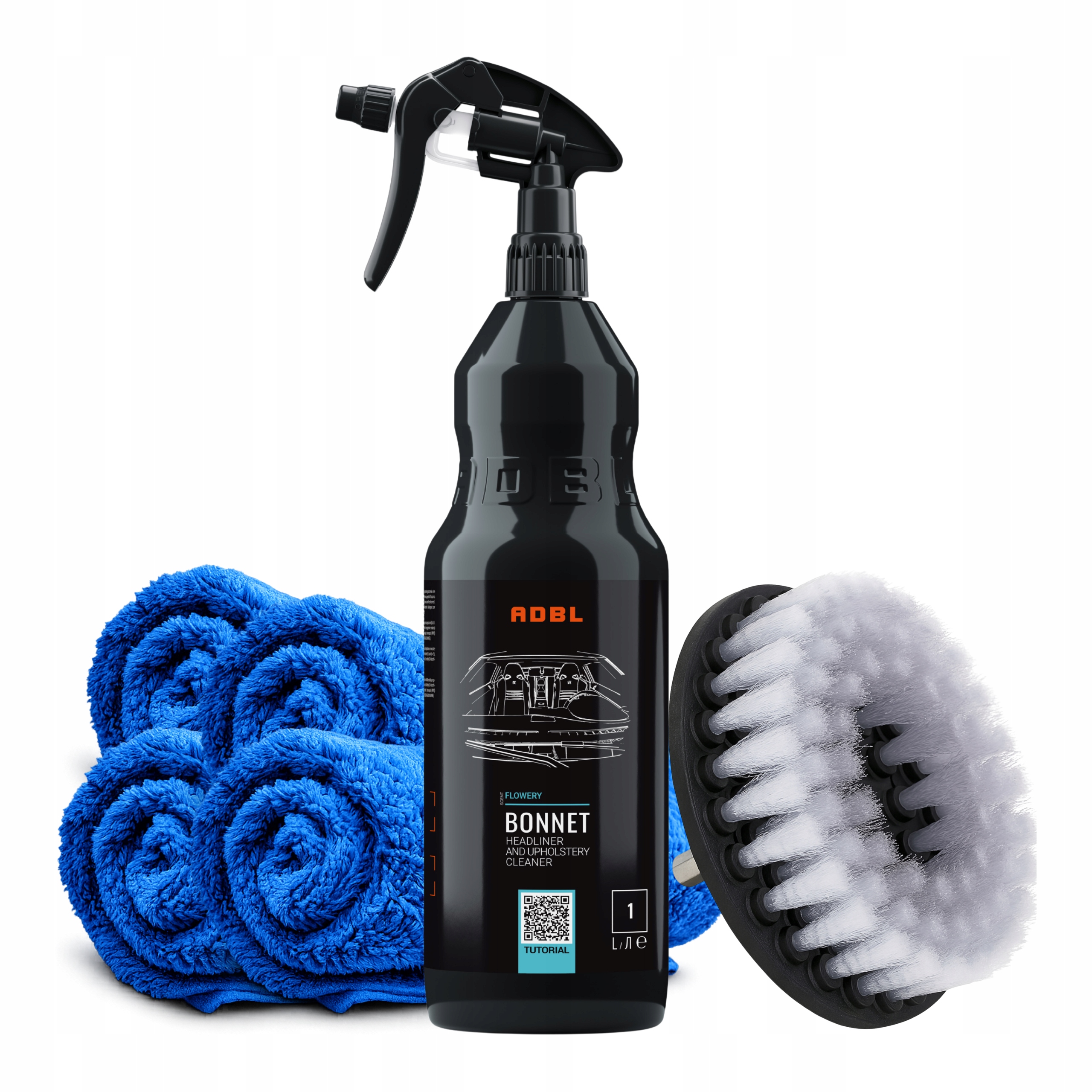 Adbl Bonnet 1L zestaw do mycia tapicerki dywanów szczotka na wkrętarkę
