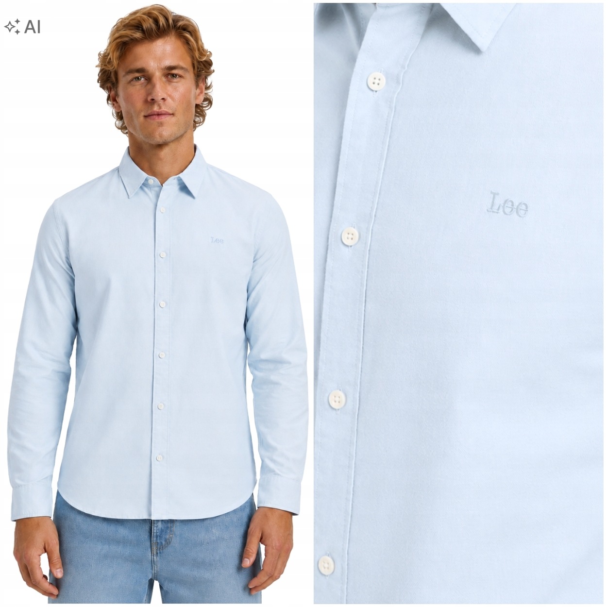 Lee Shirt Halogen Crossed modrá pánská bavlněná košile s malým logem M