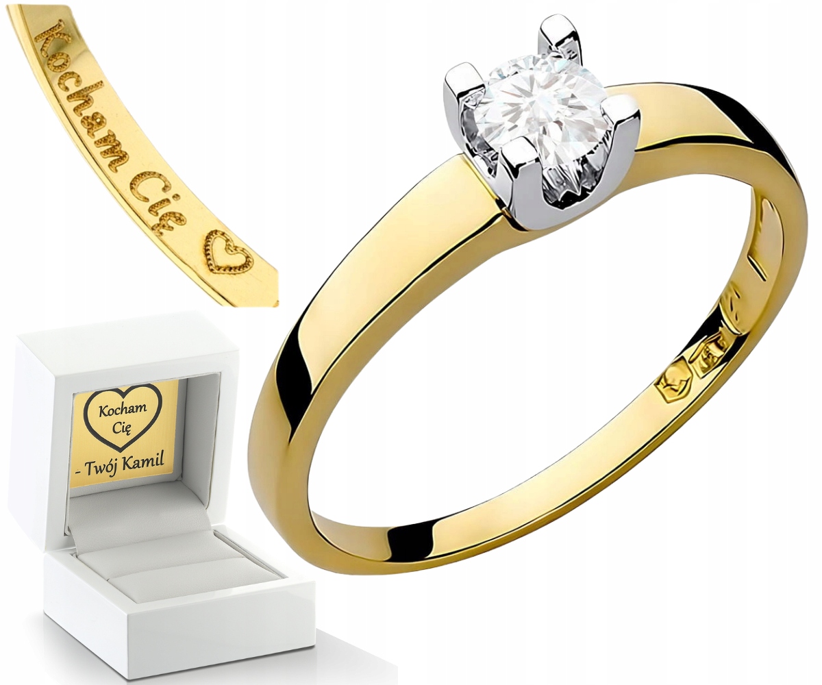 Zlatý Prstýnek S Laboratorním Briliantem 0,25 Ct Gravírování Dárek