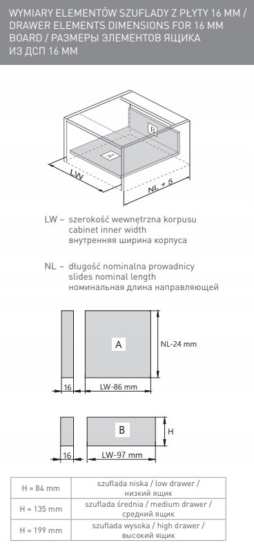 Szuflada Modern Box GTV Szara Wysoka 450 mm Marka GTV
