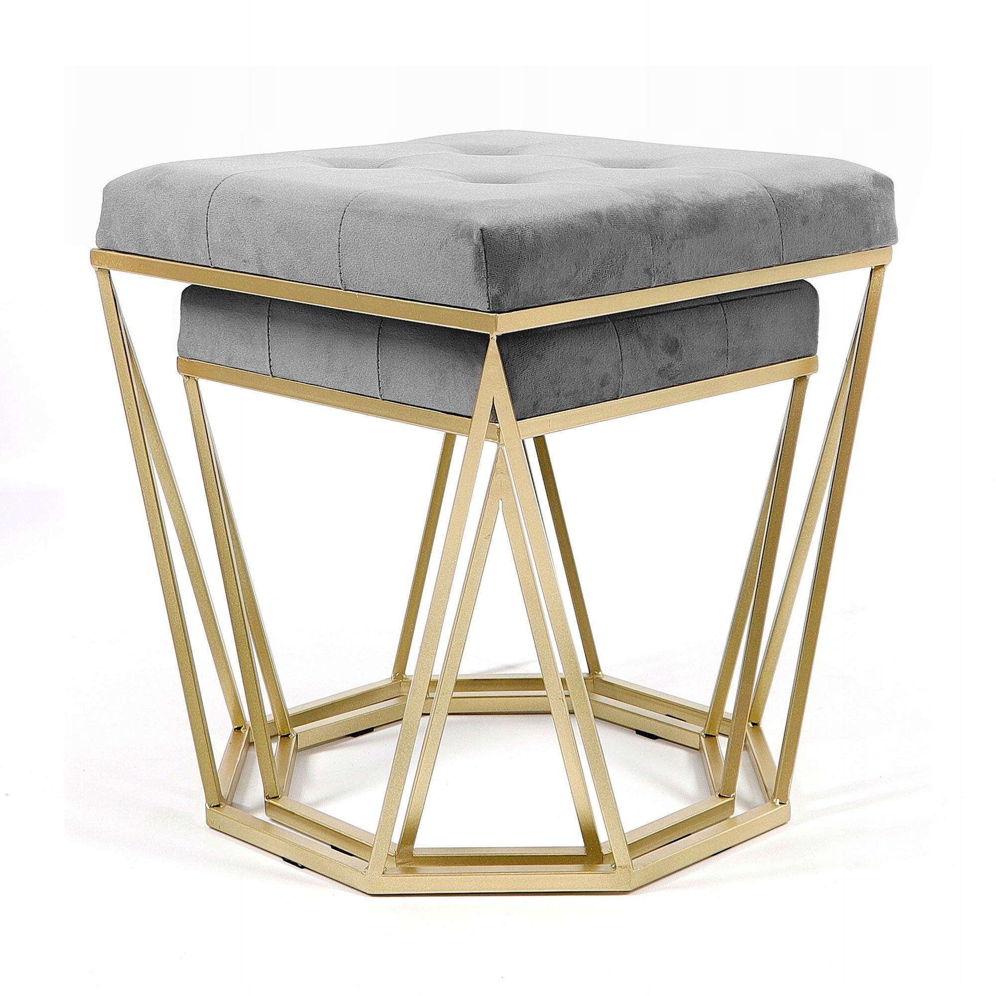 Pufa Welurowa Złota Szara Welur 37 + 45cm 2w1 Głębokość mebla 40 cm