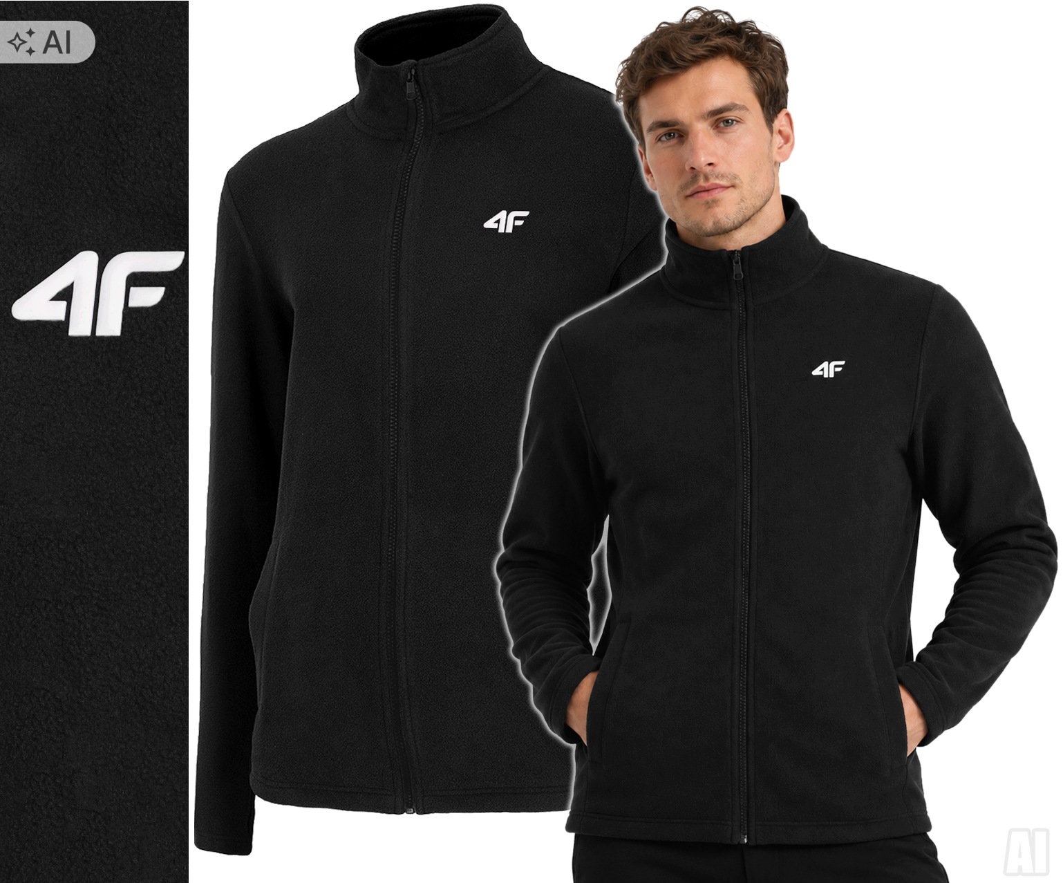 Polar Męski 4F bluza polarowa rozpinana bez kaptura sportowa M549 M
