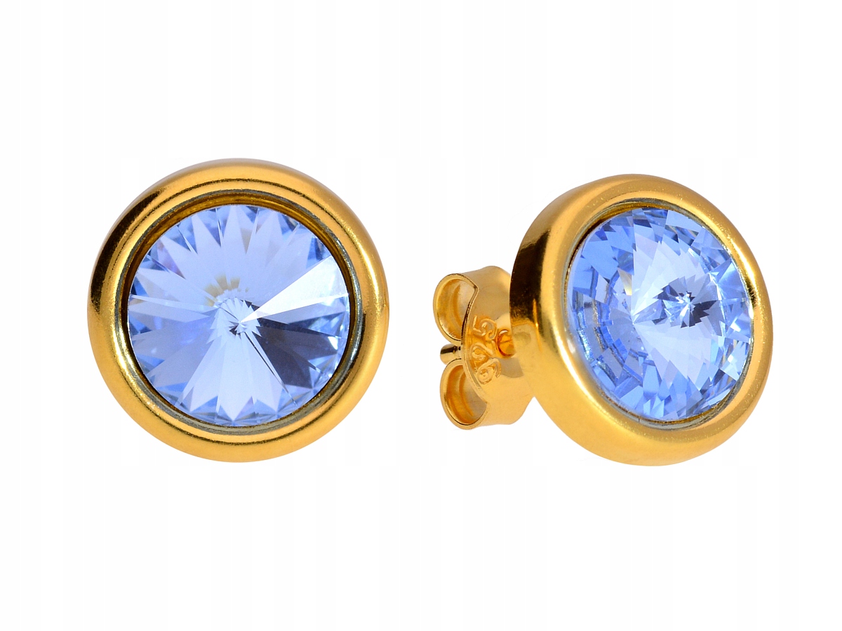 

Kolczyki srebro złoto okrągłe niebieski Swarovski