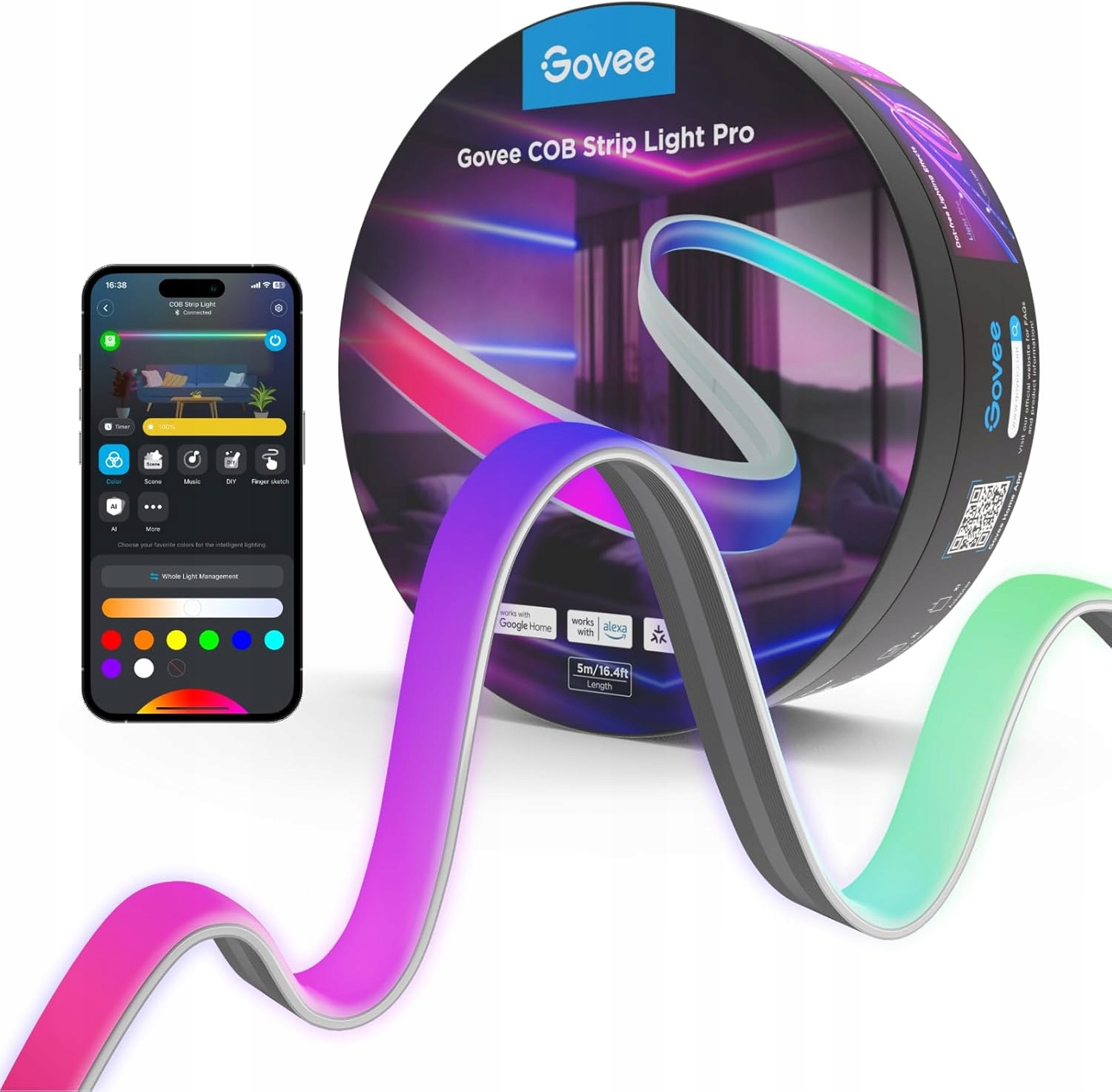 Led Páska Rgb Osvetlenie Govee H61E6 5 M Neónová Svetelná Lišta Aplikácia Pro