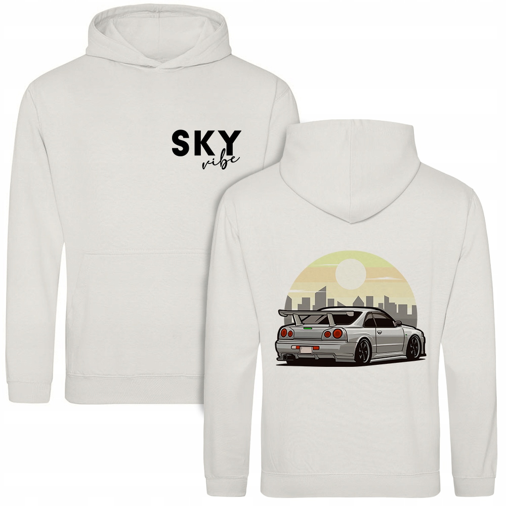 Mikina S Kapucí Sky Vibe Potisk Zadní Části Sportovní Auta Velikost M