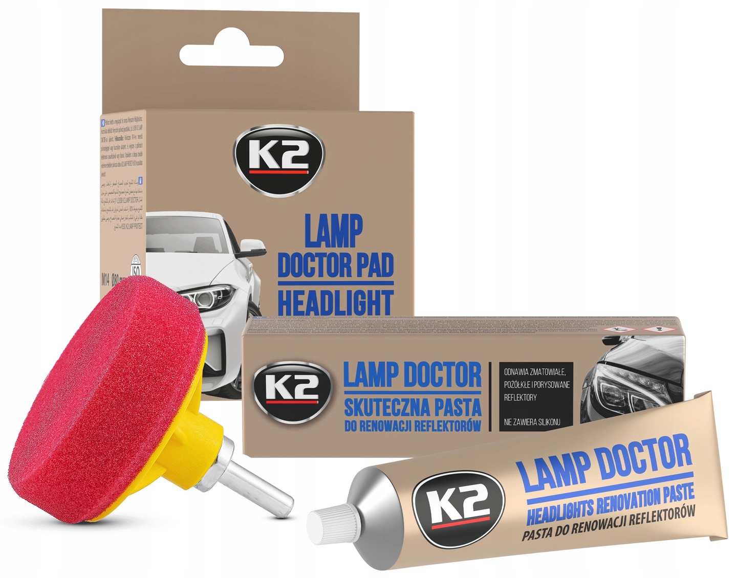 K2 Zestaw Do Reflektorów Lamp Doctor Pad Gąbka Pasta Do Lamp