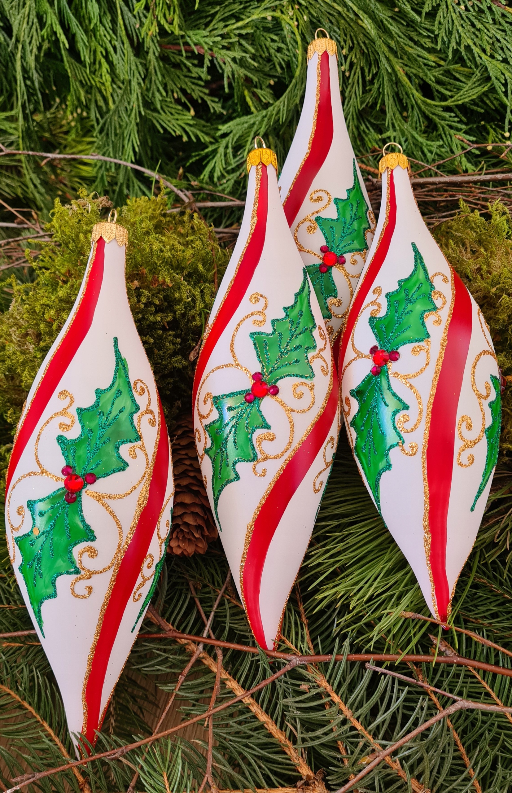 BOMBKI CHOINKOWE SZKLANE RĘCZNIE MALOWANE SOPEL