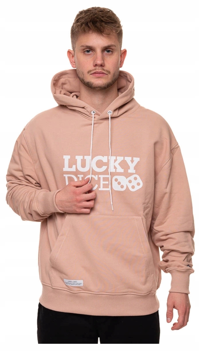 Mikina S Kapucí Lucky Dice Logo Béžová Bílá, velikost L