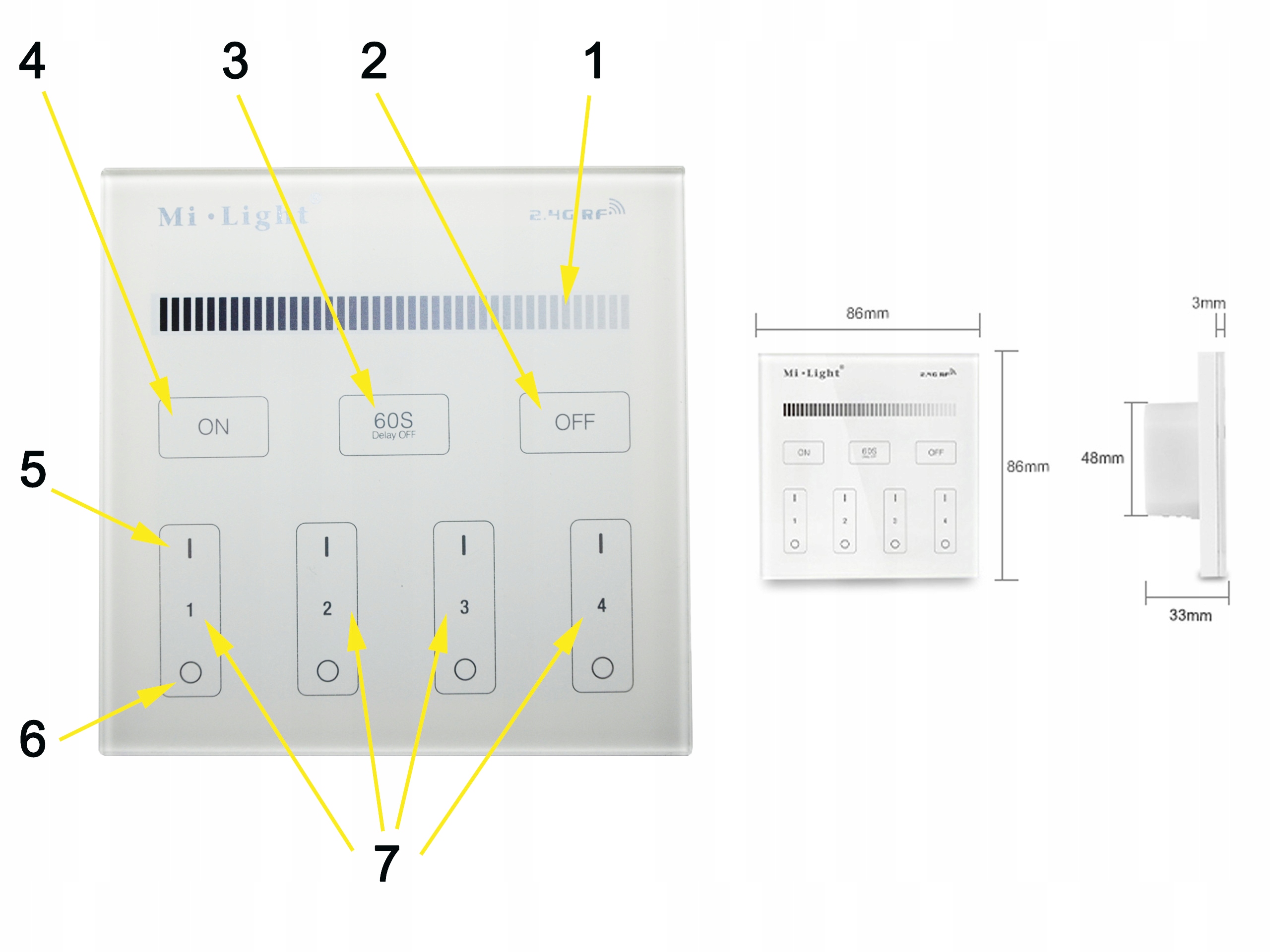PILOT PANELOWY MONO NAŚCIENNY STREFOWY MILIGHT T1 Marka Milight miboxer