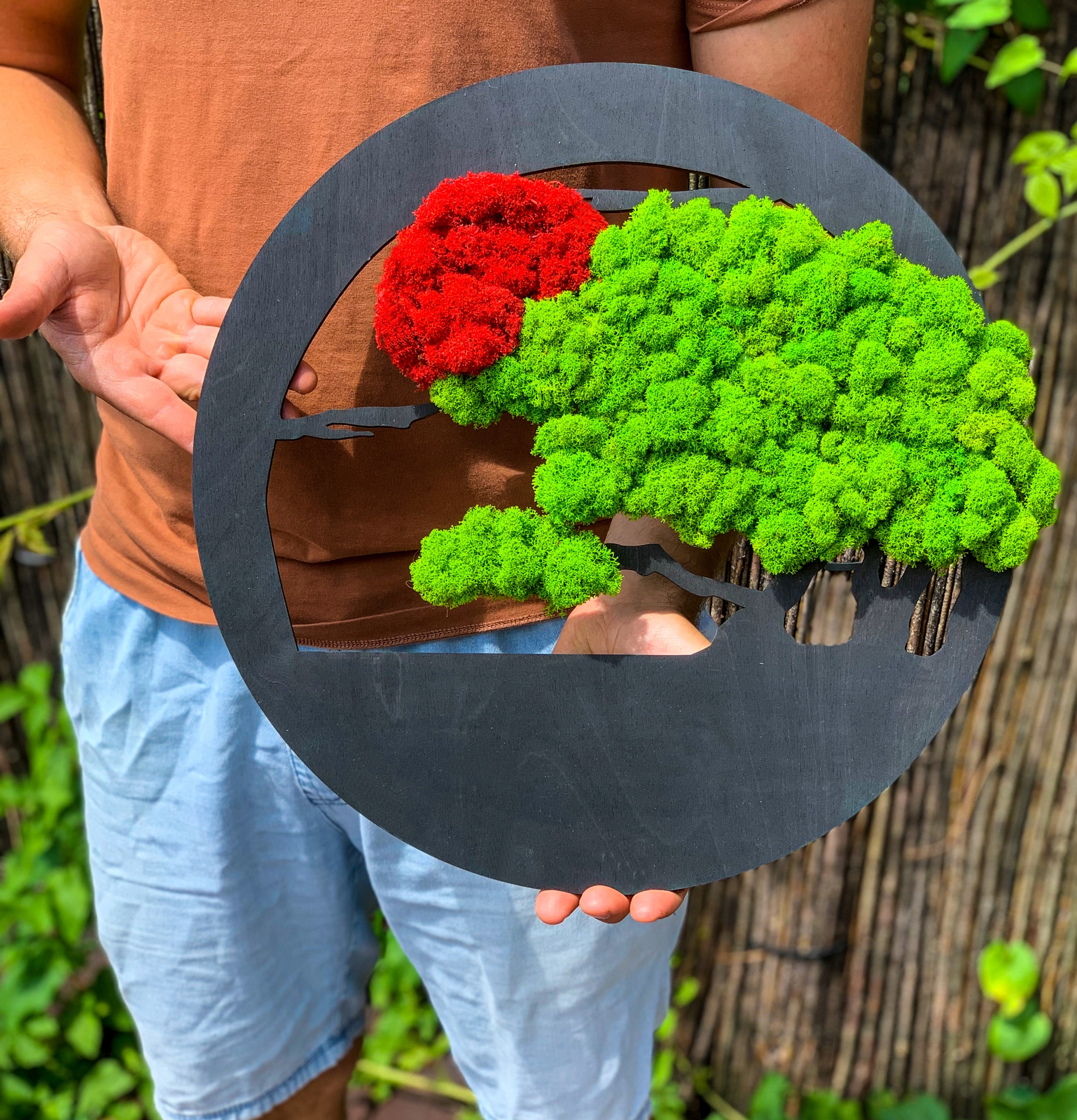 Drzewko NA PREZENT mech chrobotek OBRAZ na ściane drzewko BONSAI 40 Kolor czarny