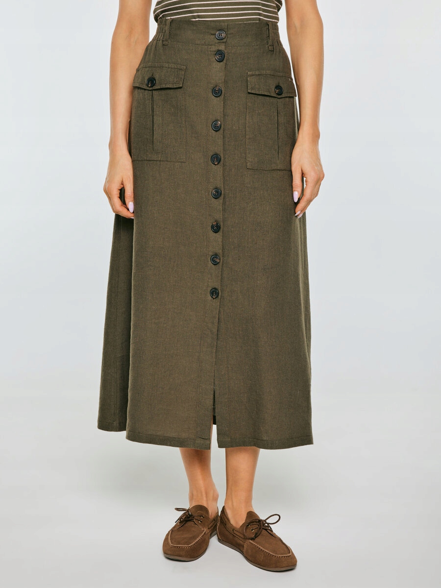 Big Star Sukně midi khaki Roliana 303 XL