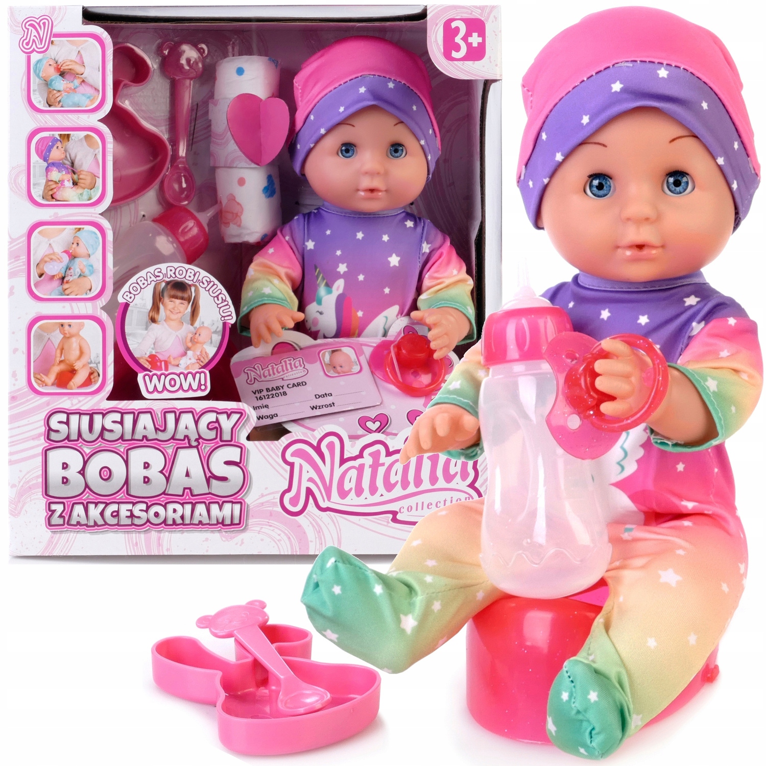 

Lalka Natalia Siusiająca Zestaw Bobas 30cm Siusia