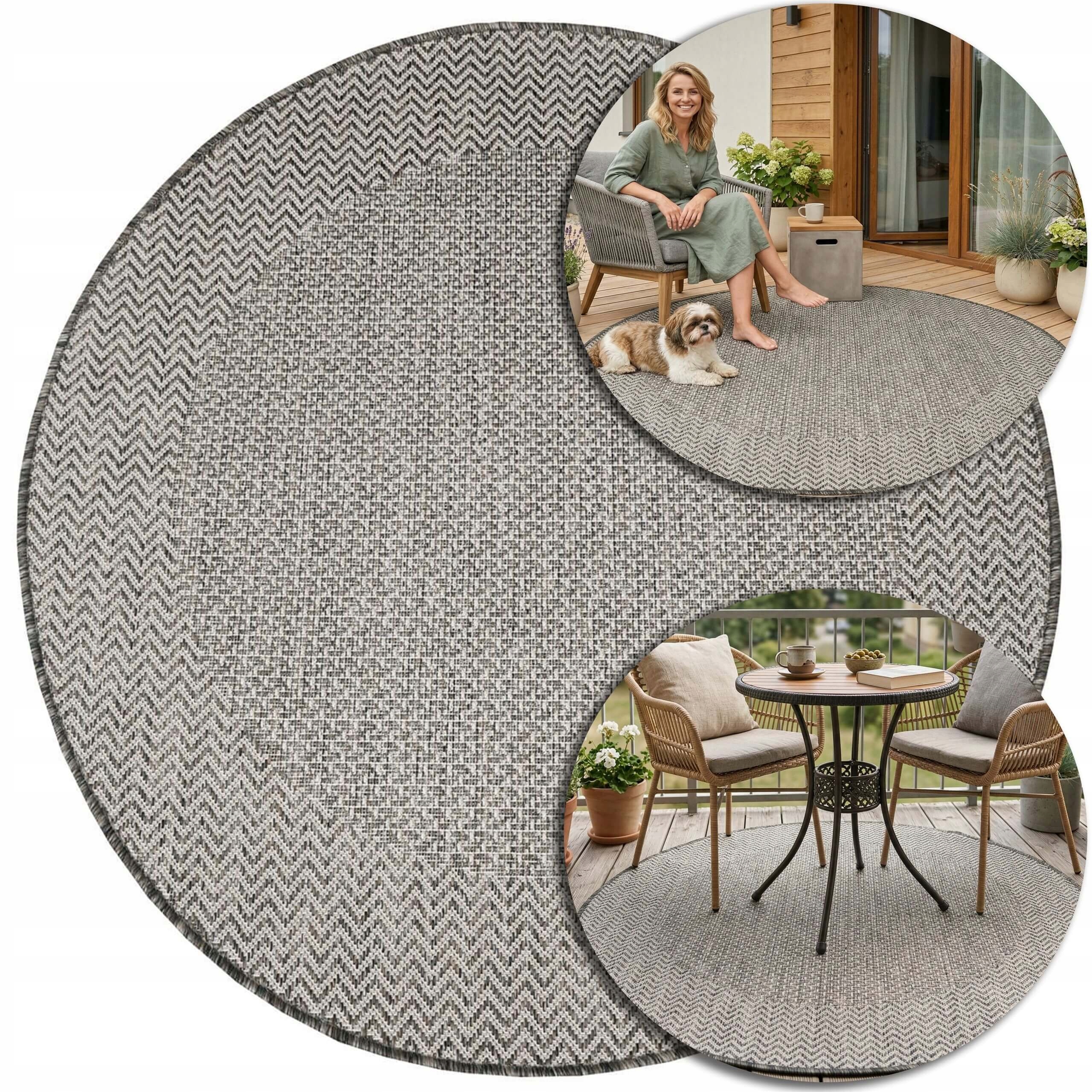 Dywan Zewnętrzny Okrągły 140 Tarasowy Ogrodowy Na Taras Balkon Sznurkowy