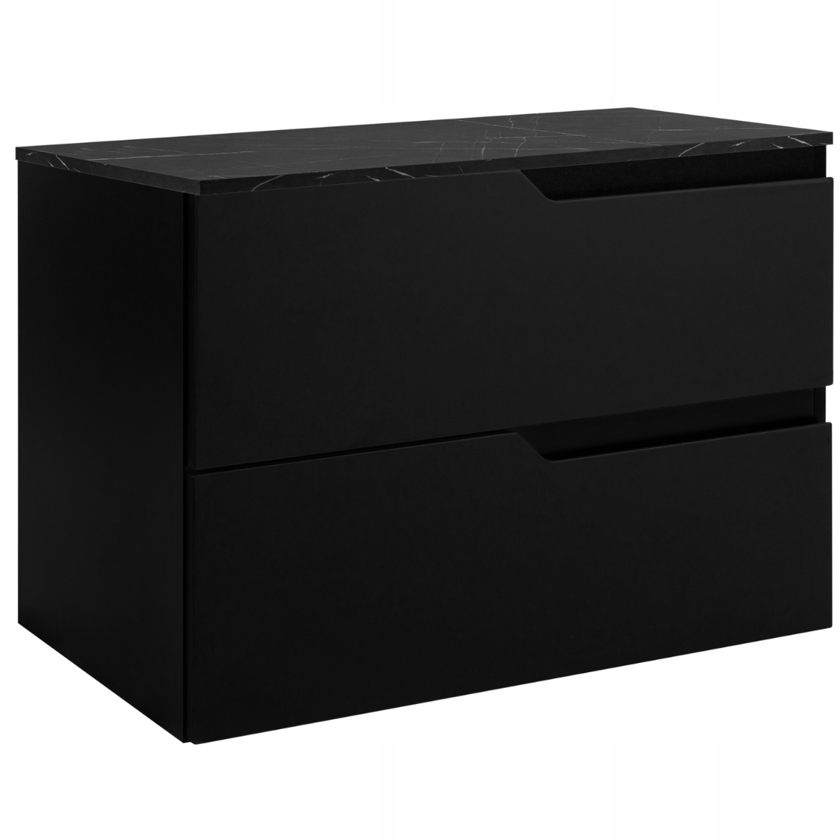 Koupelnová skříňka Pod Umyvadlo 60 černá čela Mdf Pracovní deska Mramor