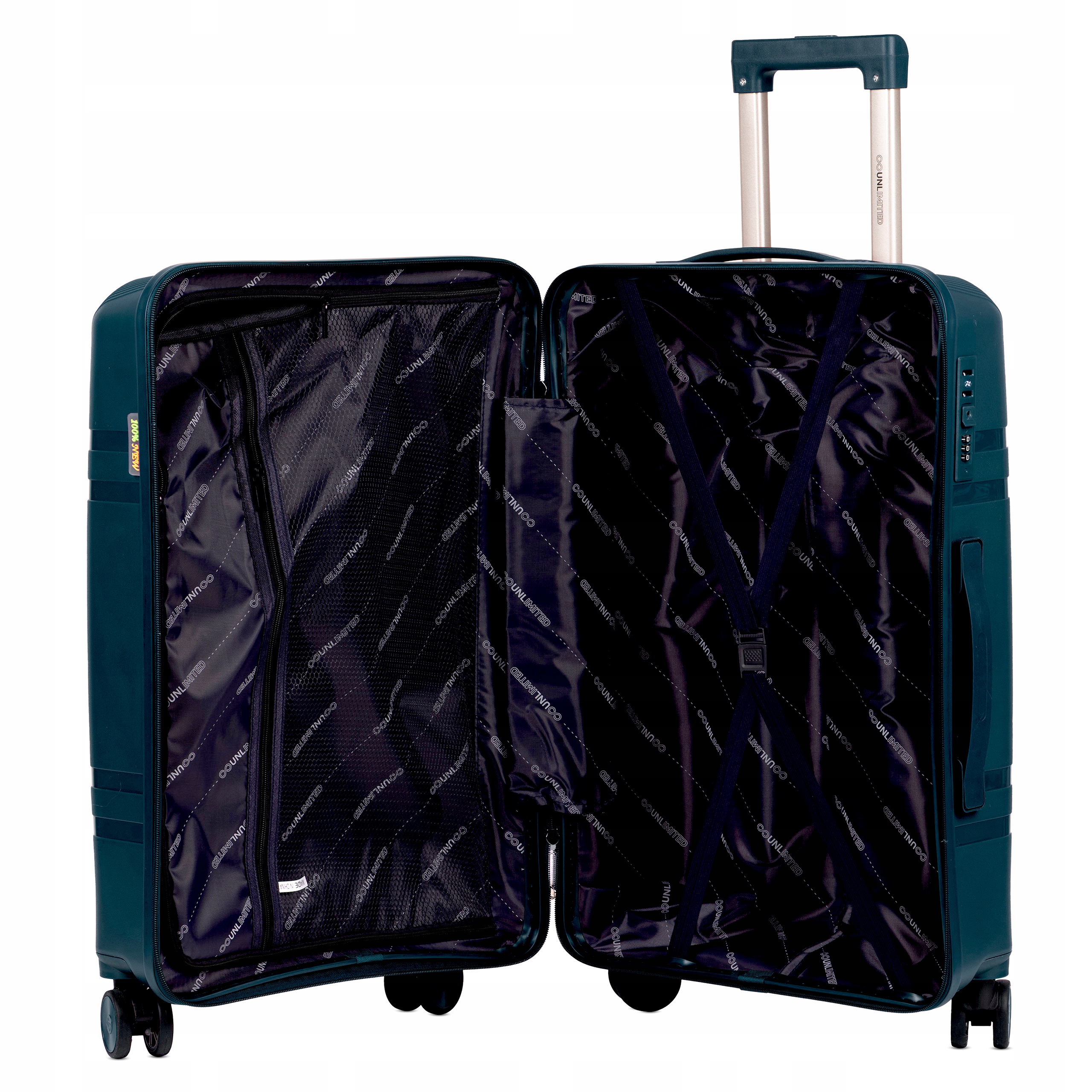 Niezniszczalna DUŻA WALIZKA podróżna XXL na kółkach TWARDA polipropylen Pojemność 97 l