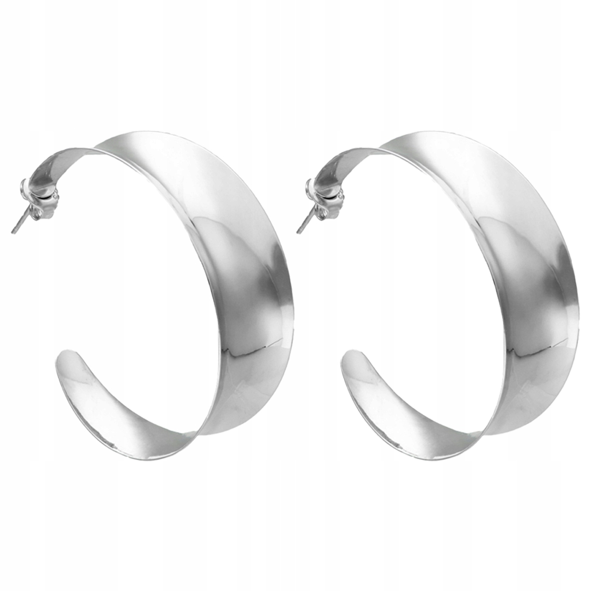 Efektní náušnice s velkými stříbro rhodiovanými