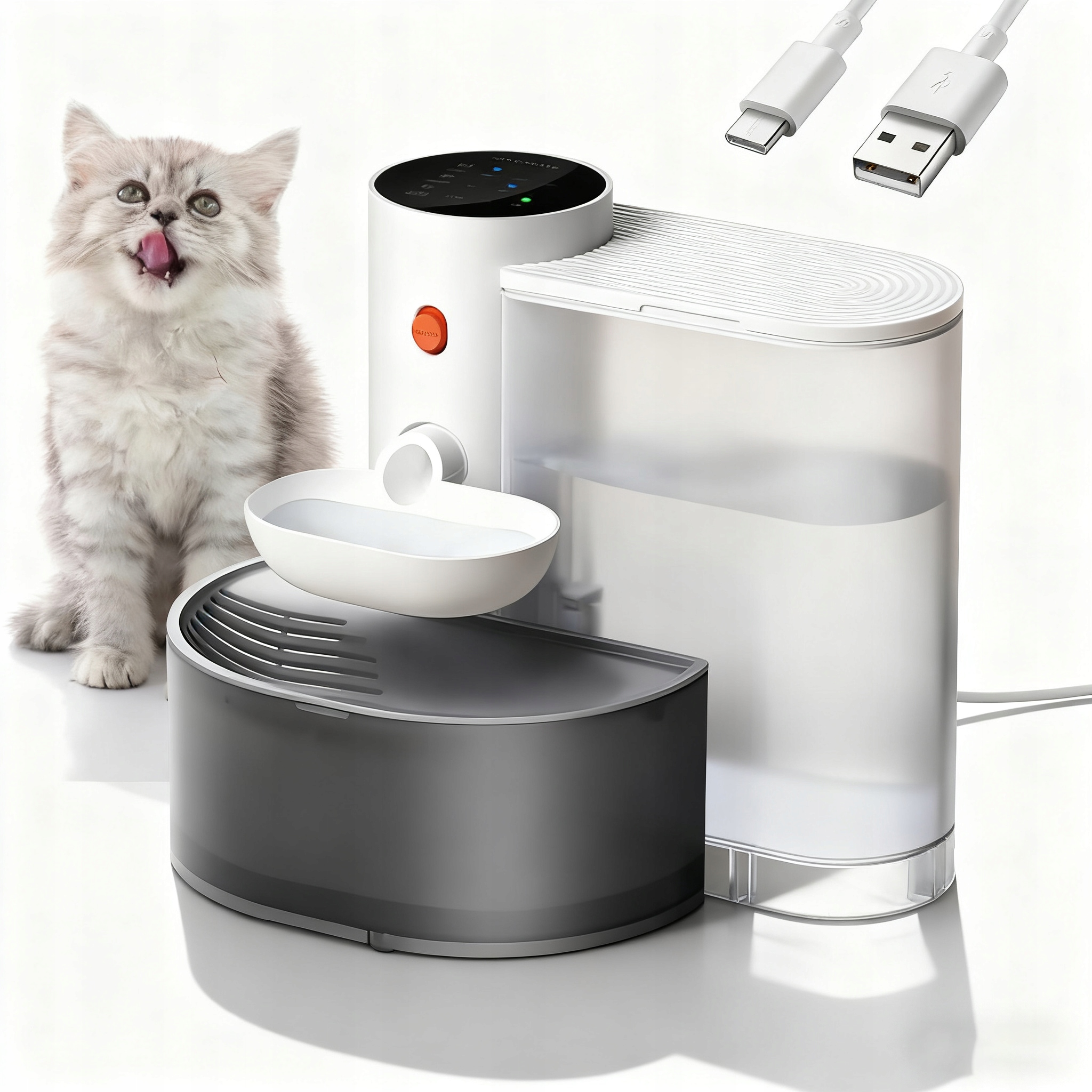 Levně 3L Fontána S Vodou Pro Zvířata Automatická, Tichá, Bezdrátová Pumpa