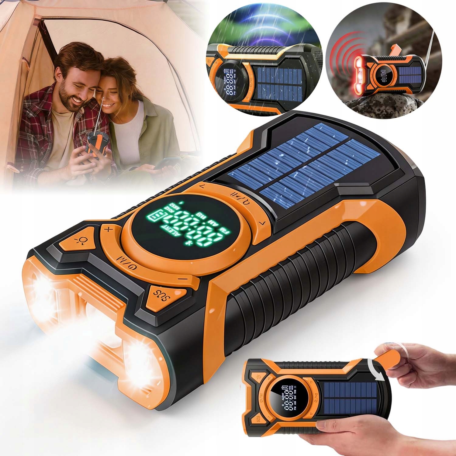 Mini Přenosné Solární Nouzové Stavební Rádio Na Kliku, Baterie, Powerbanka