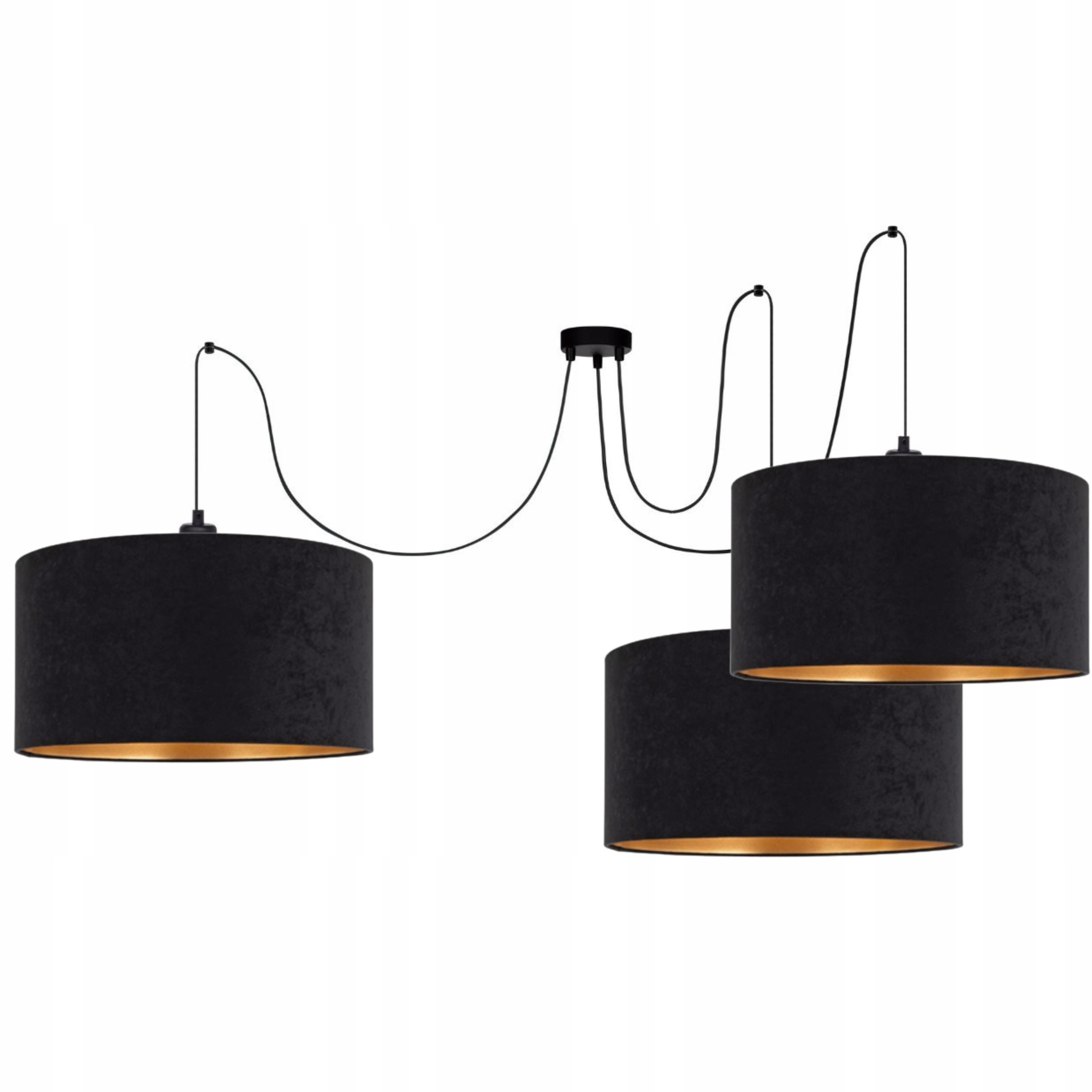 Závěsná Stropní Lampa Spider Válec Semiš 40 CM Stínidlo Zlatý Samet