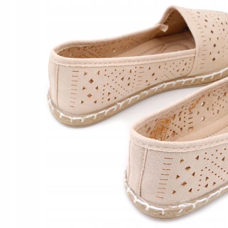 R.43 BEŻOWE ESPADRYLE DAMSKIE AŻUROWE PÓŁBUTY WSUWANE PŁASKIE LEKKIE Marka inna