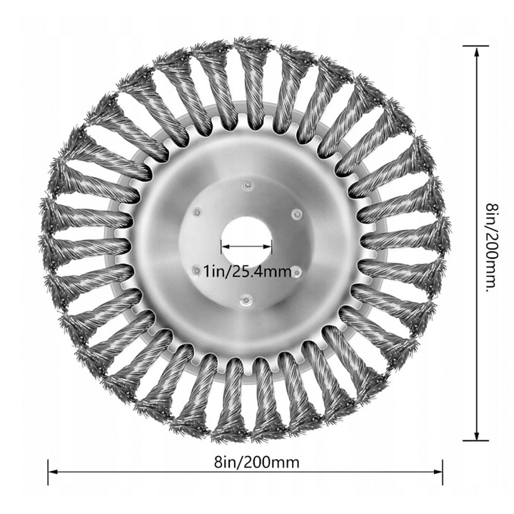 SZCZOTKA DO KOSY TARCZOWA DRUCIANA PLECIONA MOCNA DO CHWASTÓW 200/ 25,4mm Rodzaj drut
