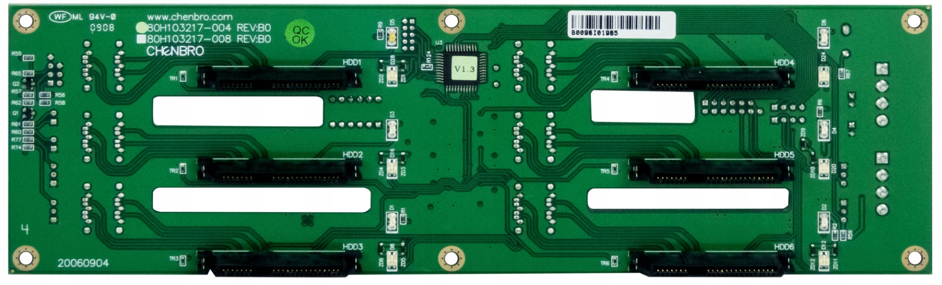 Chenbro 80H103217-004 Backplane 6-PORT Sas/sata RM21706