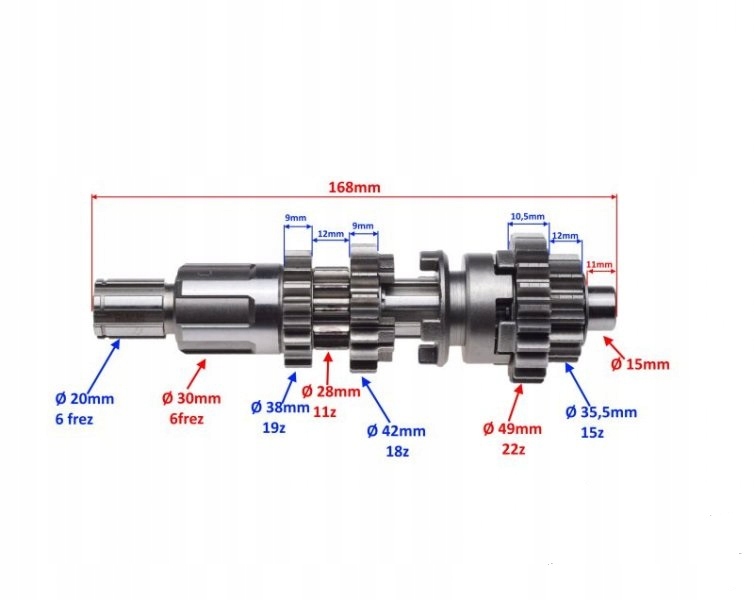 Bashan, ATV 200 250 - Wałek sprzęgłowy skrzyni biegów Numer katalogowy części 11171551632