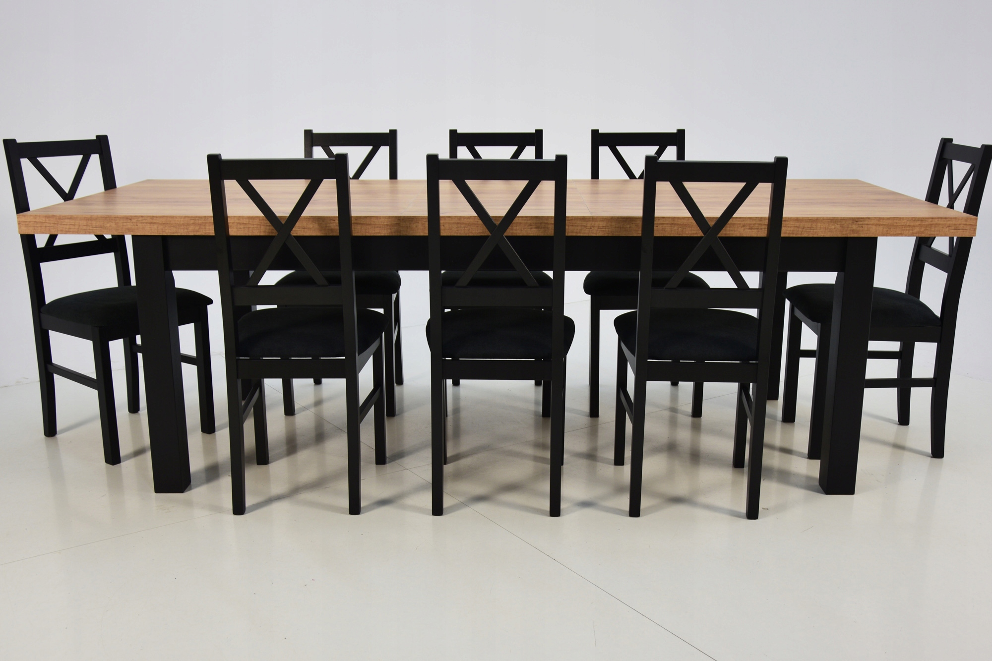 Tapicerowane krzesła 8szt Rozkładany stół 3m SALON Kształt blatu prostokątny