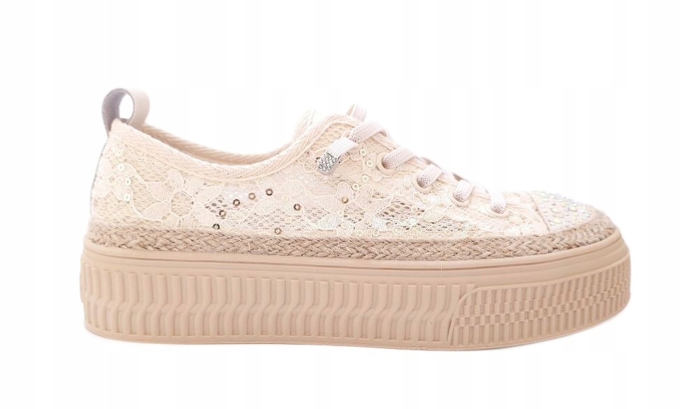 Dámské polobotky na platformě s krajkou, béžové Loretta Vitale W1911 r37