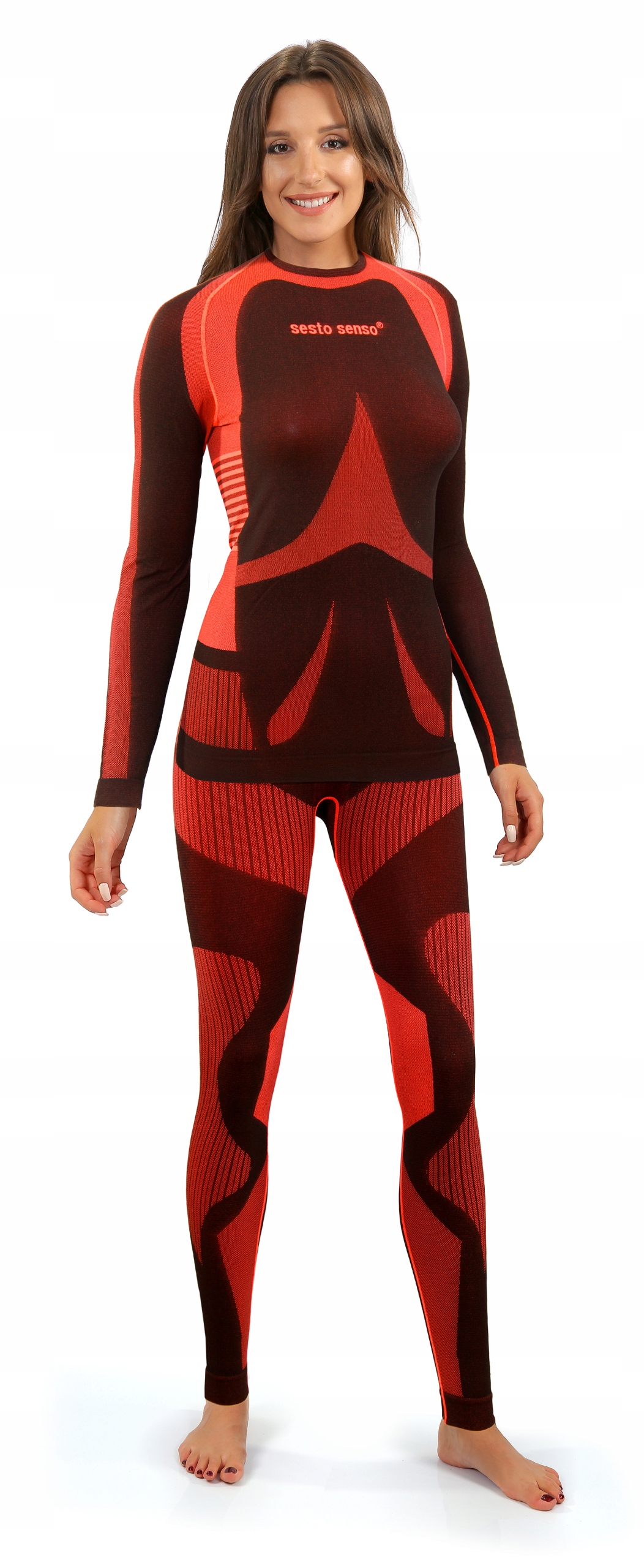 Sesto Senso Dámské termoaktivní spodní prádlo set M Fiery Coral