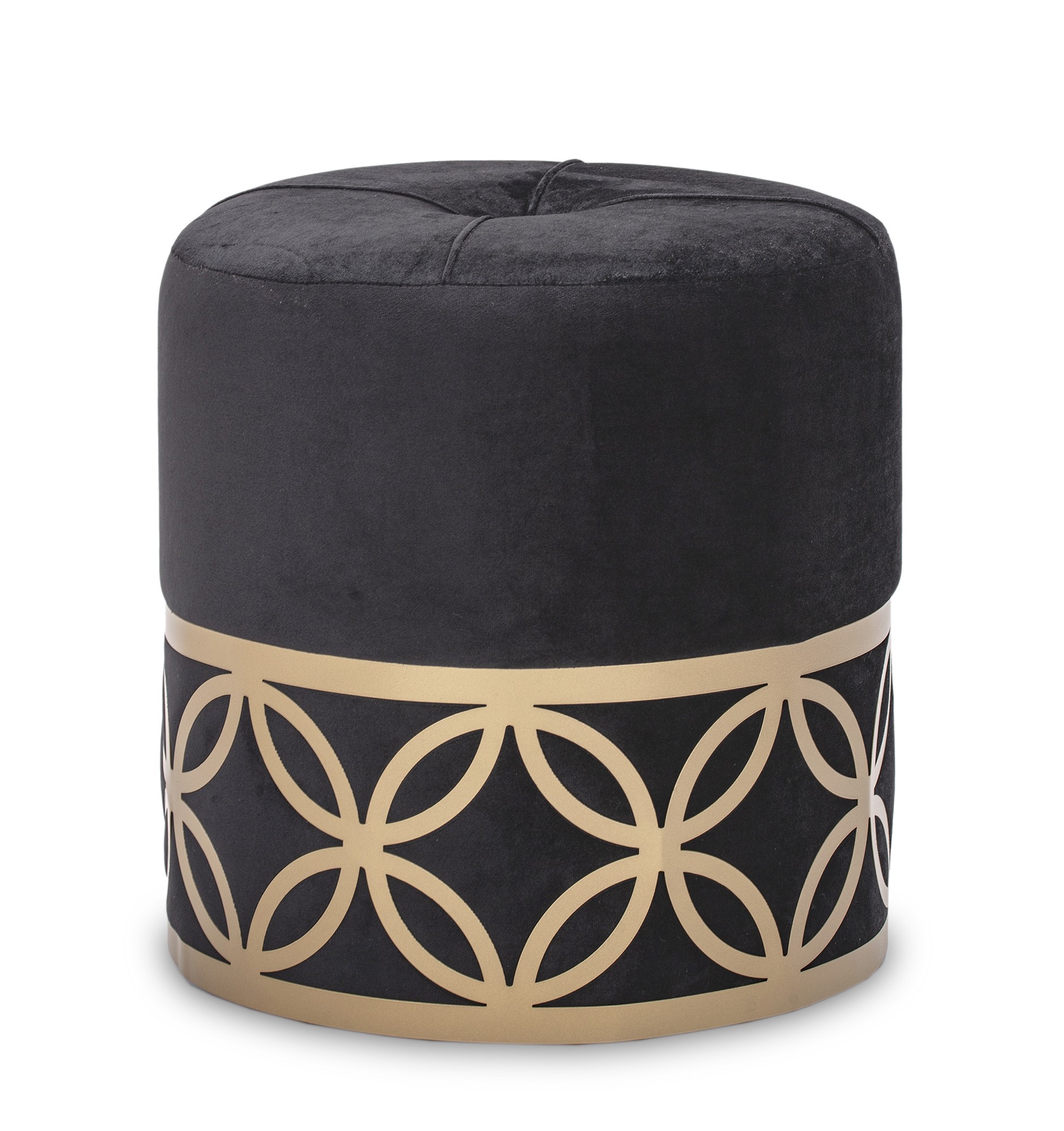 Pufa tapicerowana czarna złoto glamour siedzisko