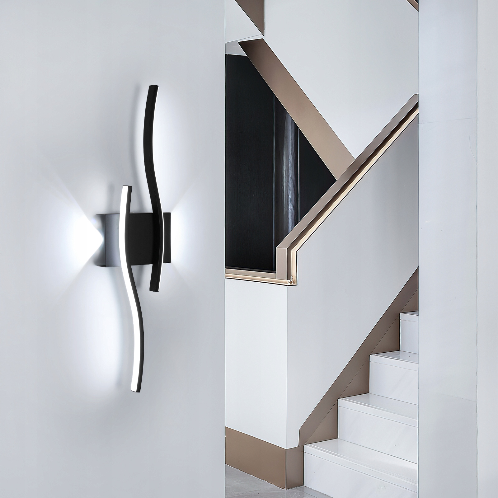 Lampa Liniowa Scienna Led Kinkiet Czarna 6500K Nowoczesna Do Salonu 2250LM