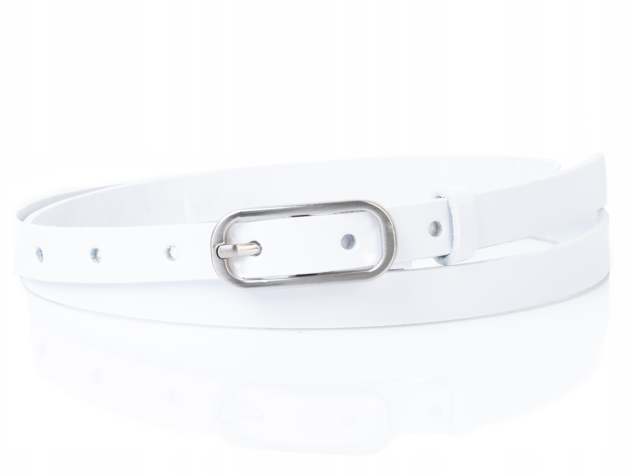 

Wąski pasek skórzany Biały 1,5 cm cienki sukienki