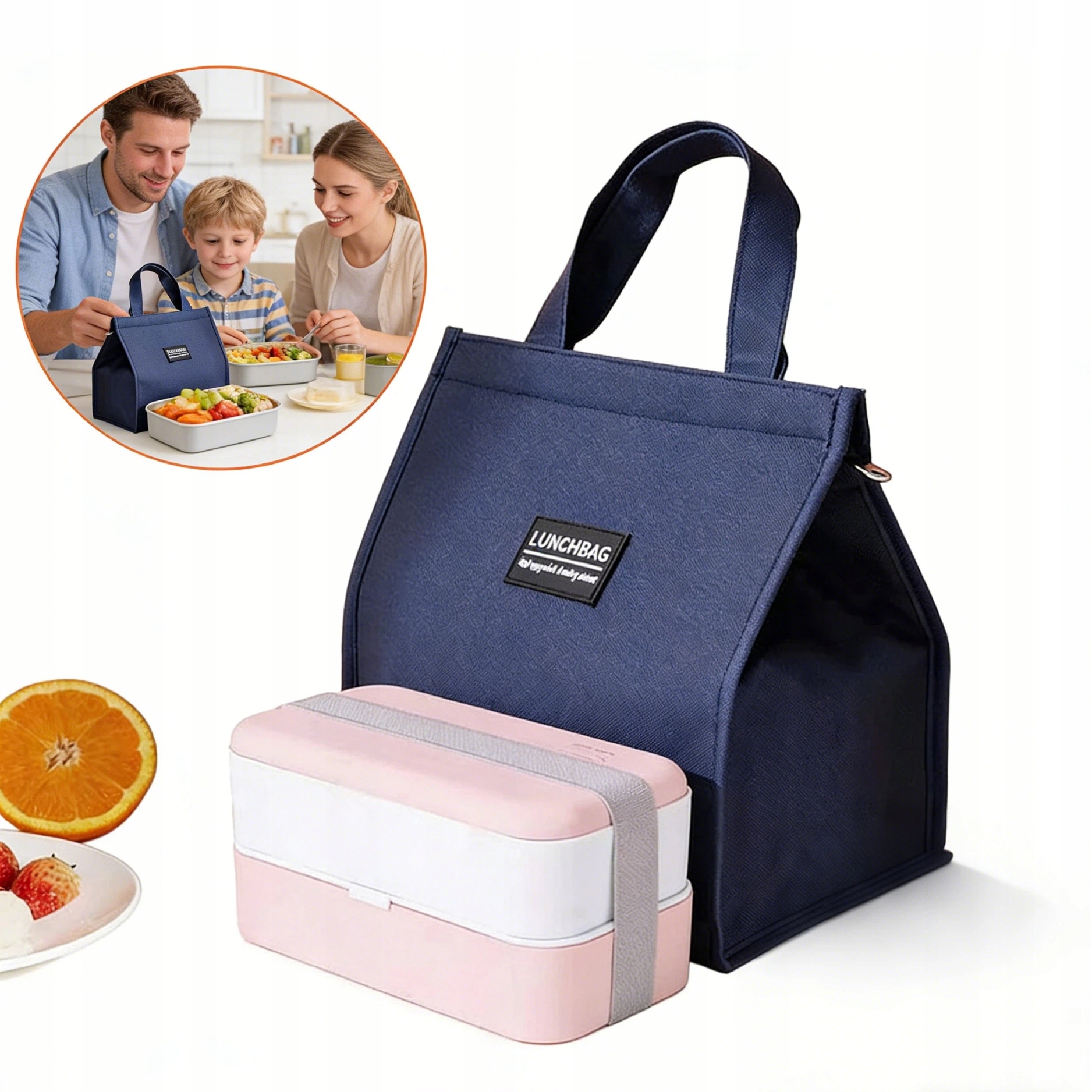 Granatowa Torba Termiczna 10L Z Uchwytem – Wodoodporna Do Lunchu