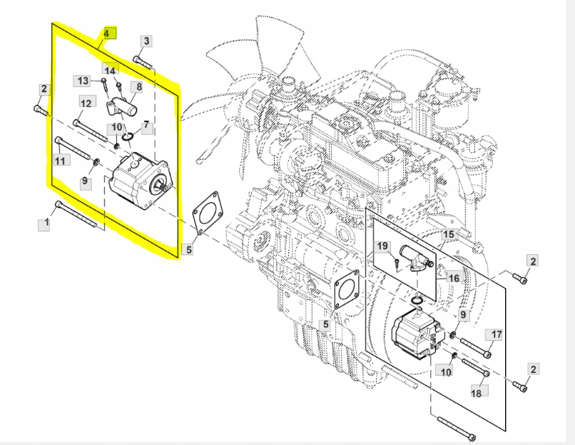 Sada těsnění John Deere 3033R 3046R LVA19186