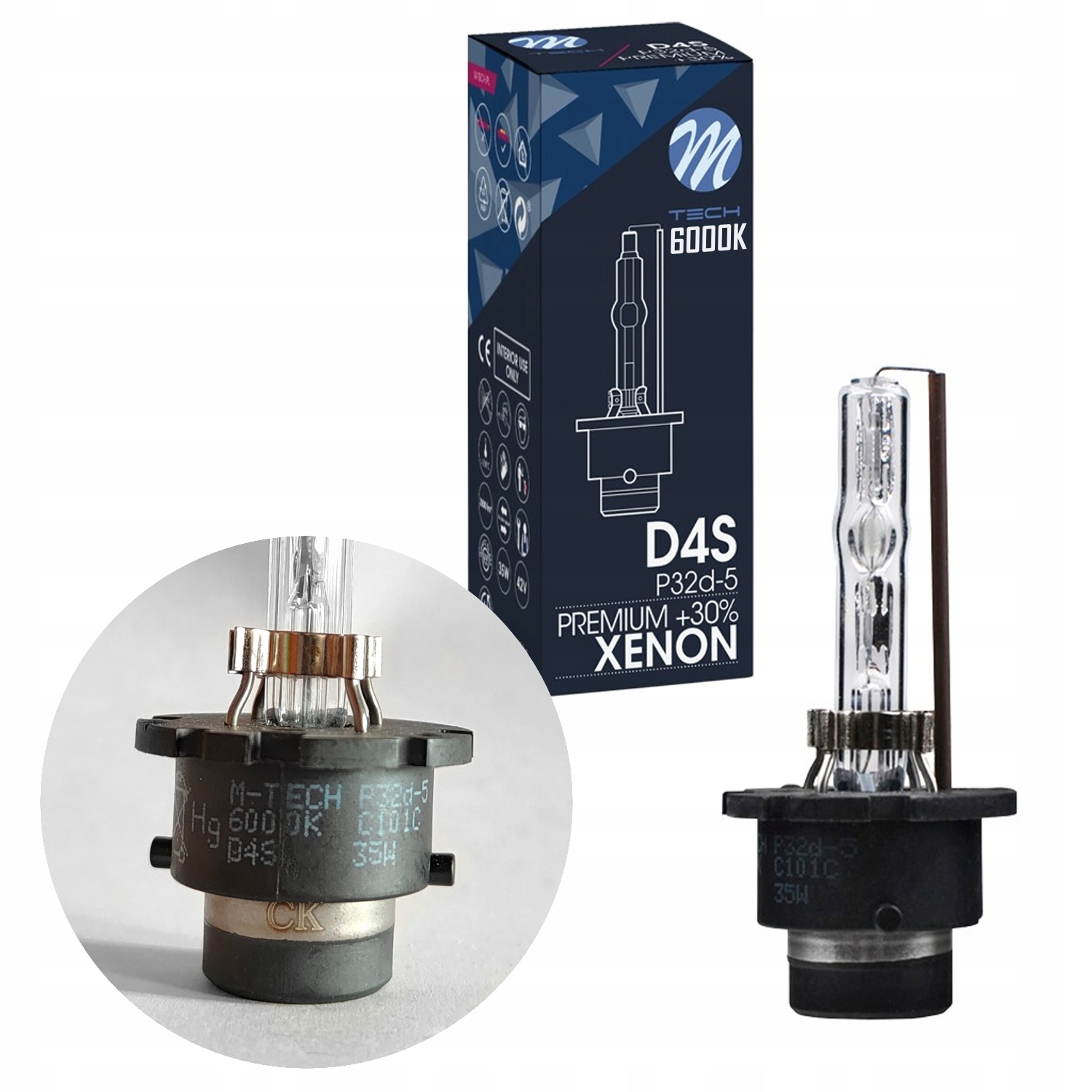 Żarówka ksenon żarnik Xenon D4S 6000K PREMIUM +30% M-Tech