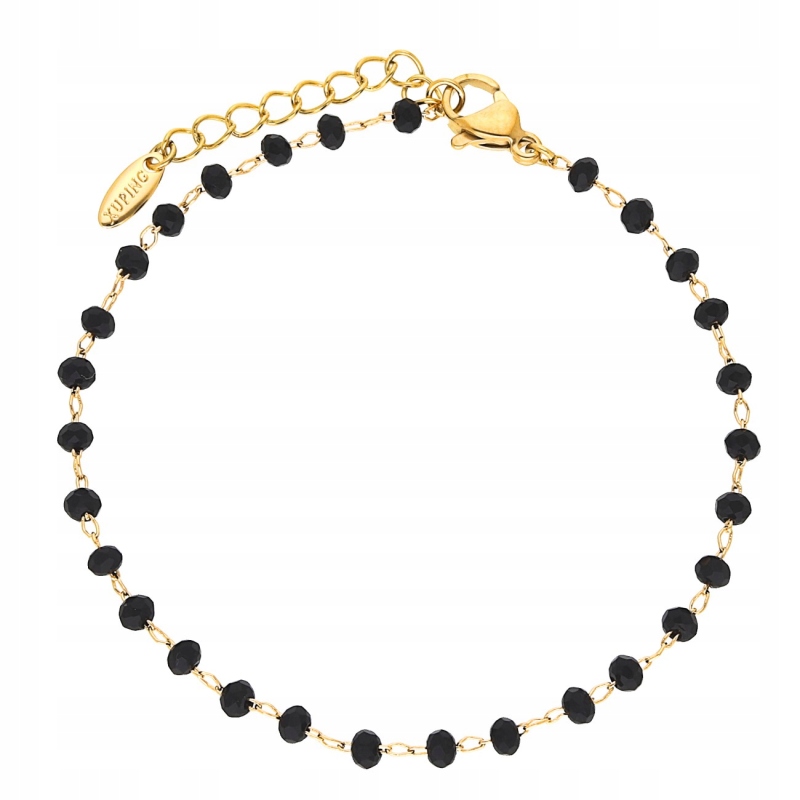 

Bransoletka Czarne Koraliki Stal Chirurgiczna