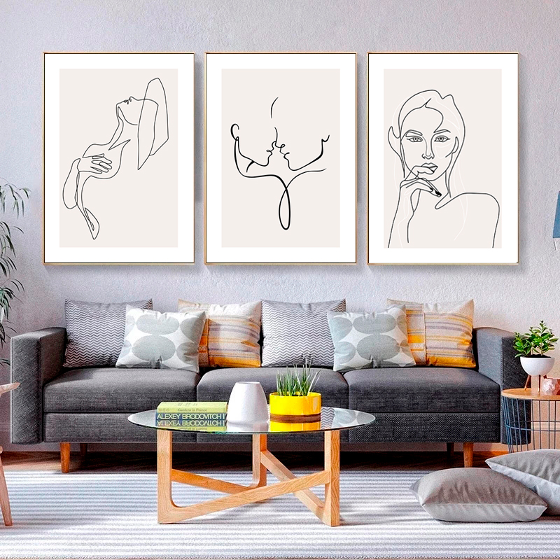 Kobiece Grafiki Linią Skandynawski Styl Modne A3 Marka inna