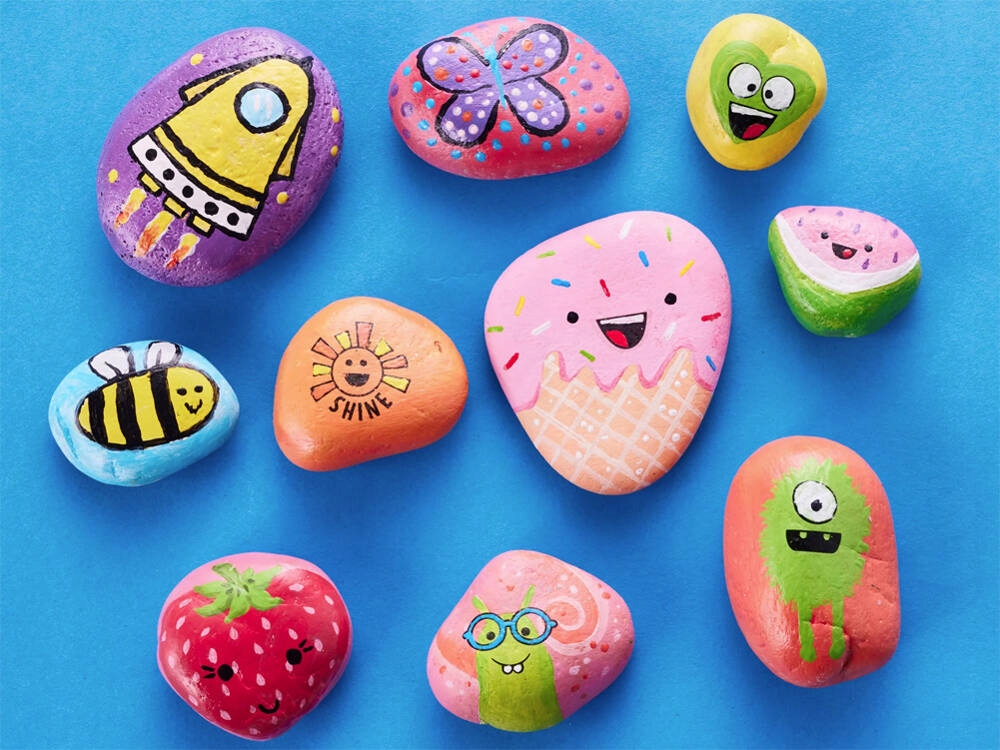 Kamienie Do Malowania Zestaw Farby Pędzle Tatuaże 30 el. Marka inna