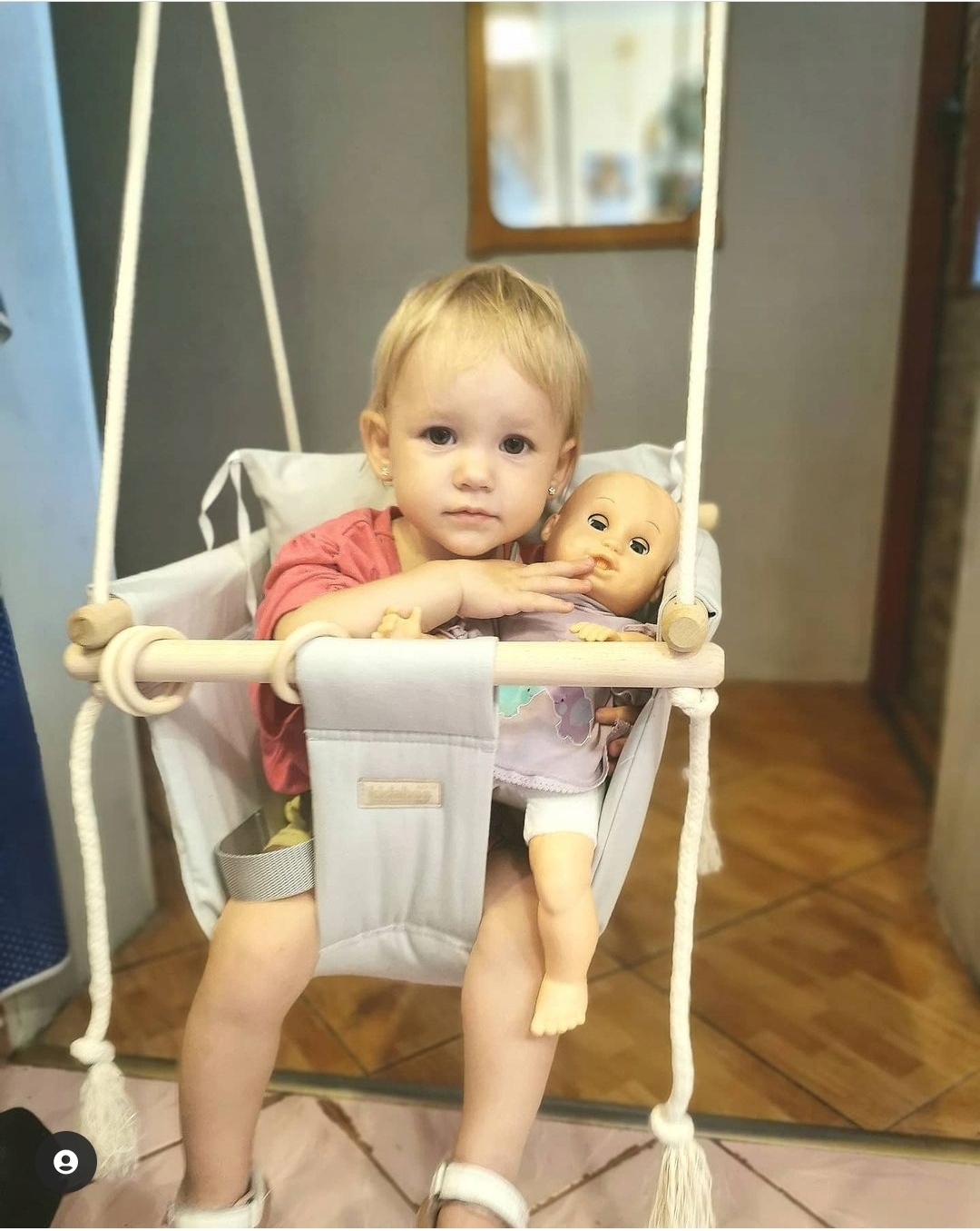 KIDABO Huśtawka dla dziecka bujaczek bujak niemowlęcy DOM OGRÓD PAS CE ecri Wiek dziecka 9 m +