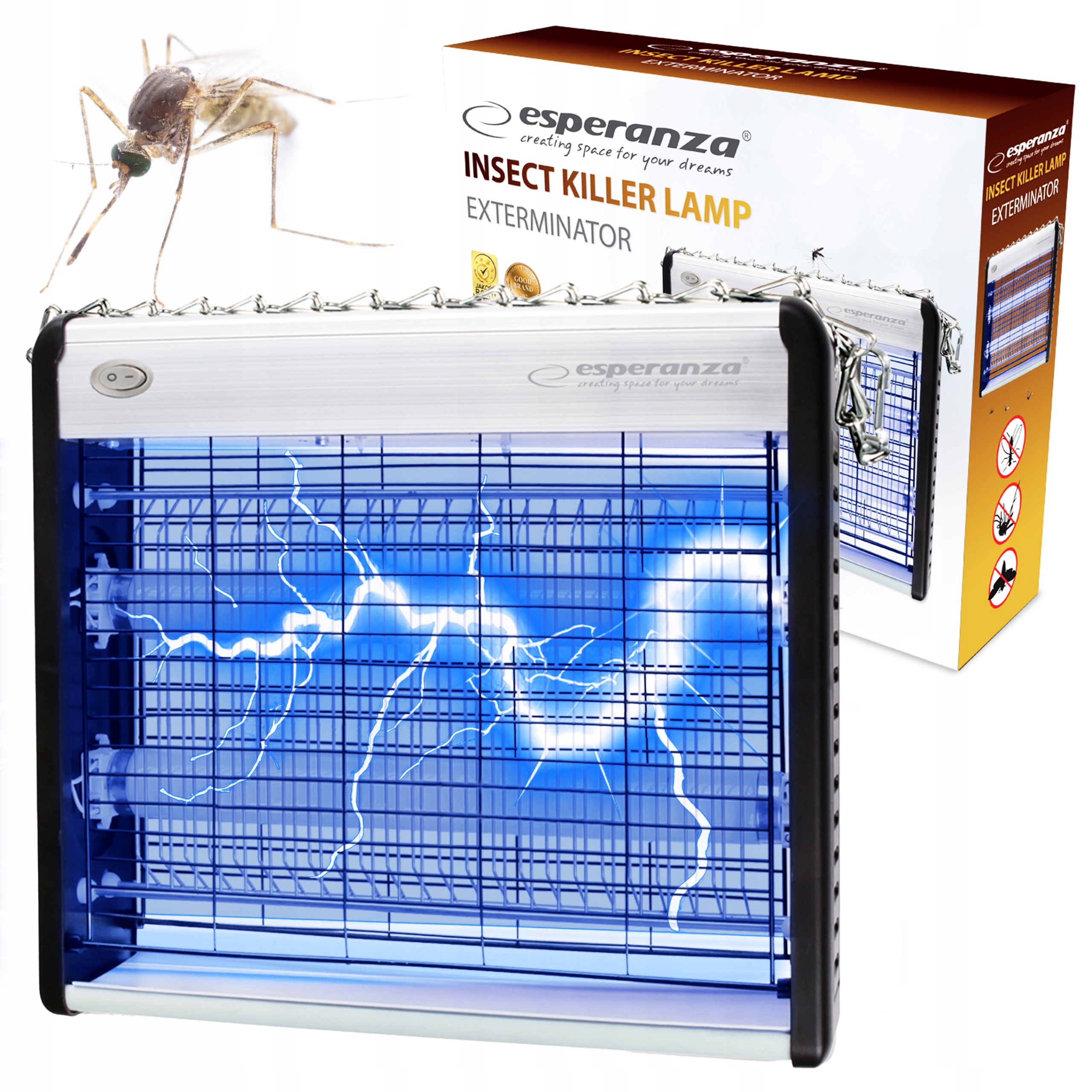 Lampa Owadobójcza Na Komary Muchy Owady Ćmy Uv Mocna Pułapka Elektryczna-Zdjęcie-0