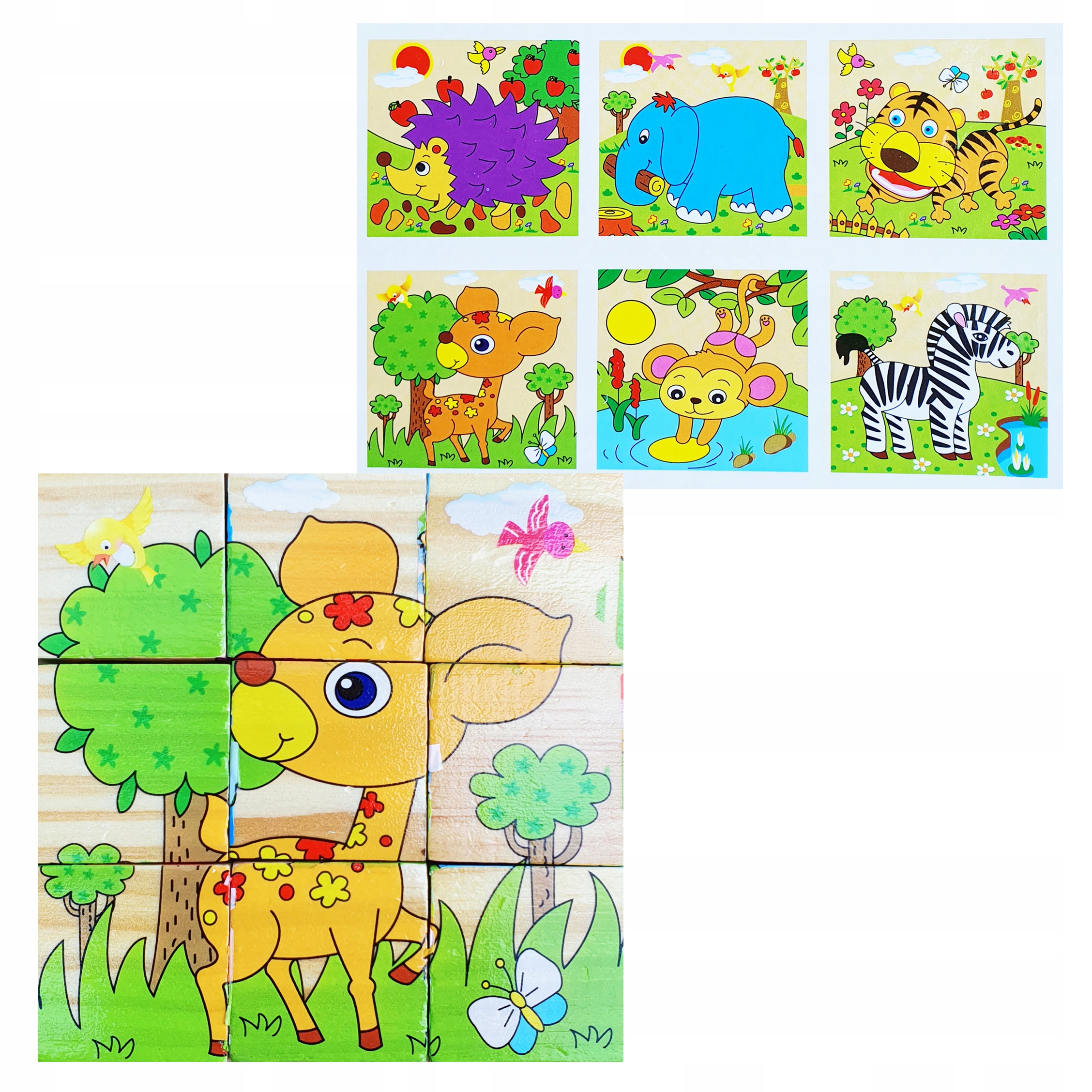 

Edukacyjne Drewniane Klocki Układanka Sześcienne