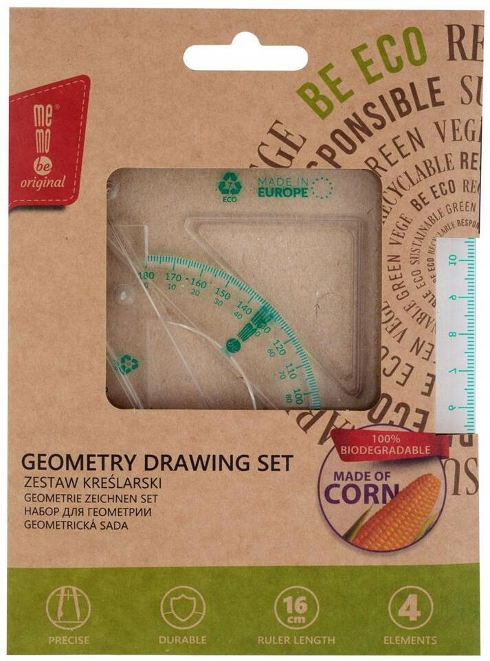 Zestaw kreślarski z linijką 16cm 4 elementy