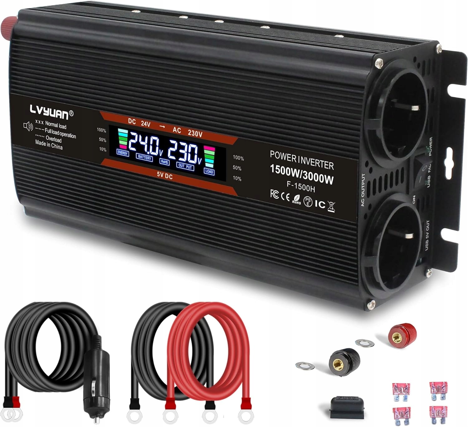 Prevodník napätia 24 V 230 V 1500 W 3000 W Invertor Lvyuan