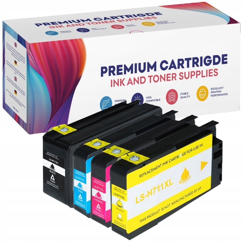 

4x Tusz 711 XL Do Hp T120 T125 T130 T520 T525 T530