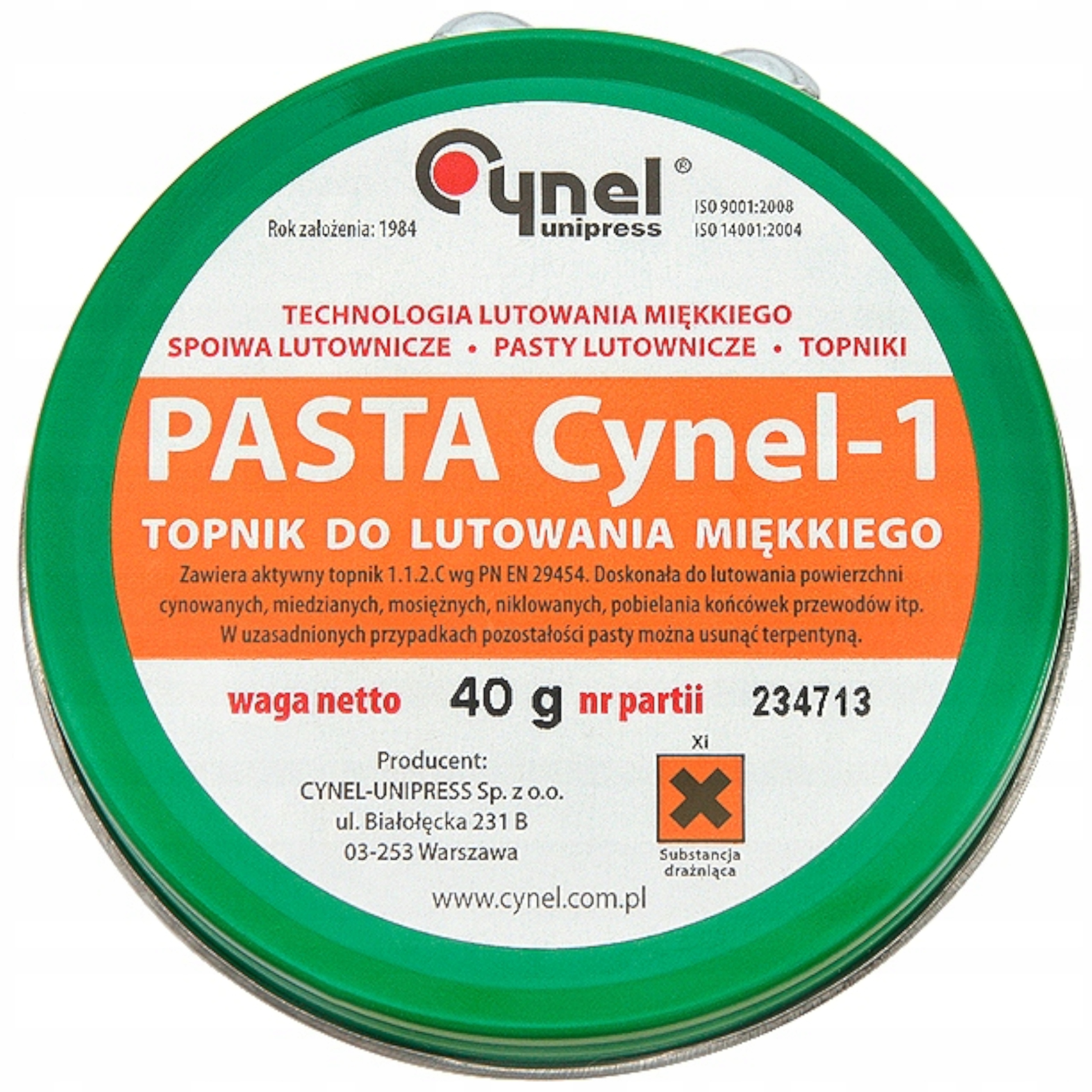 

Pasta lutownicza Cynel do lutowania topnik 40g