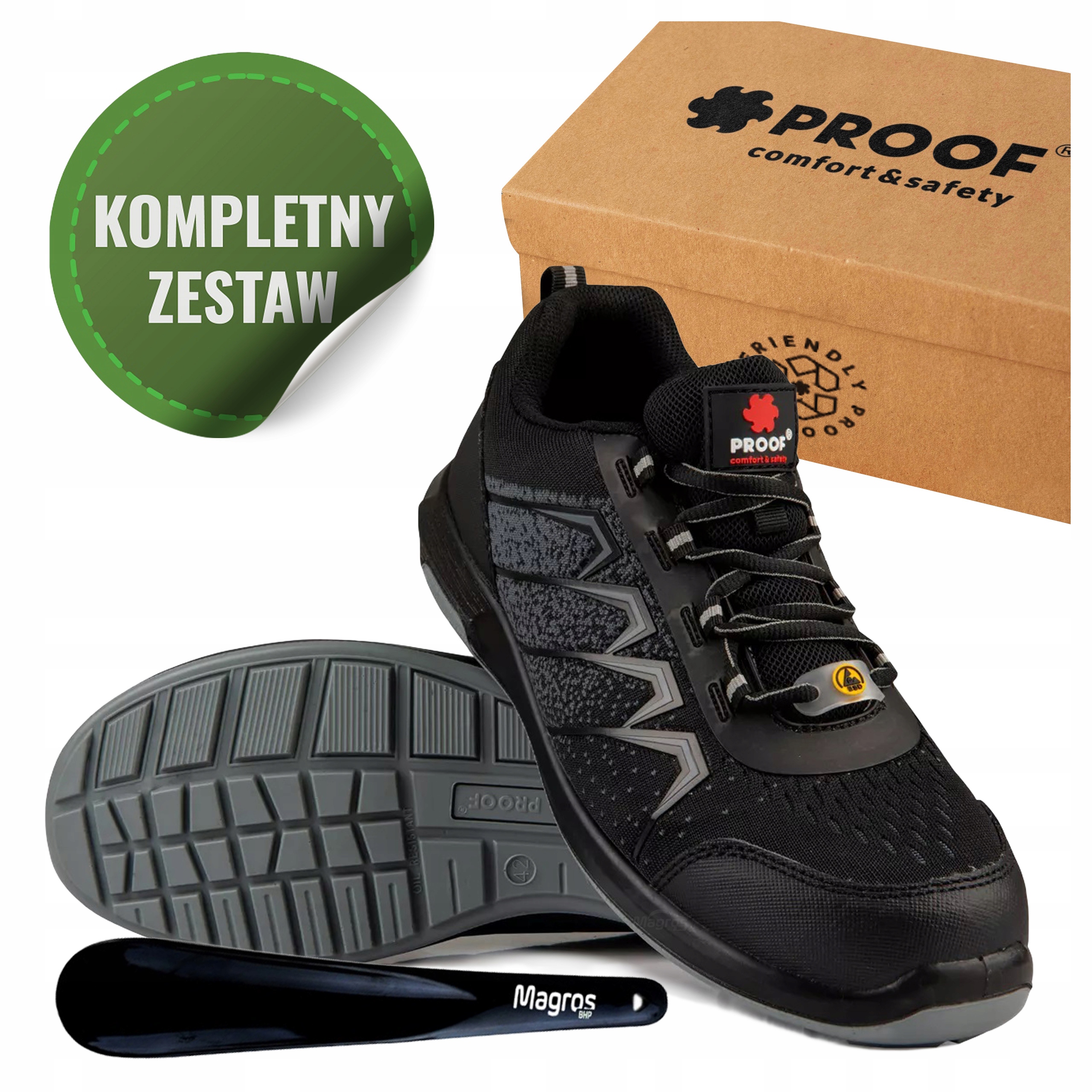 Polské Pánské ochranné pracovní boty Bezpečné Lehké Pohodlné Bozp S1PS Esd