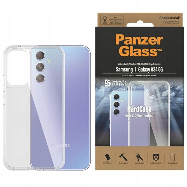 PanzerGlass HardCase Samsung A34 5G A346 Antibakteriální, čirý, vojenské kvality